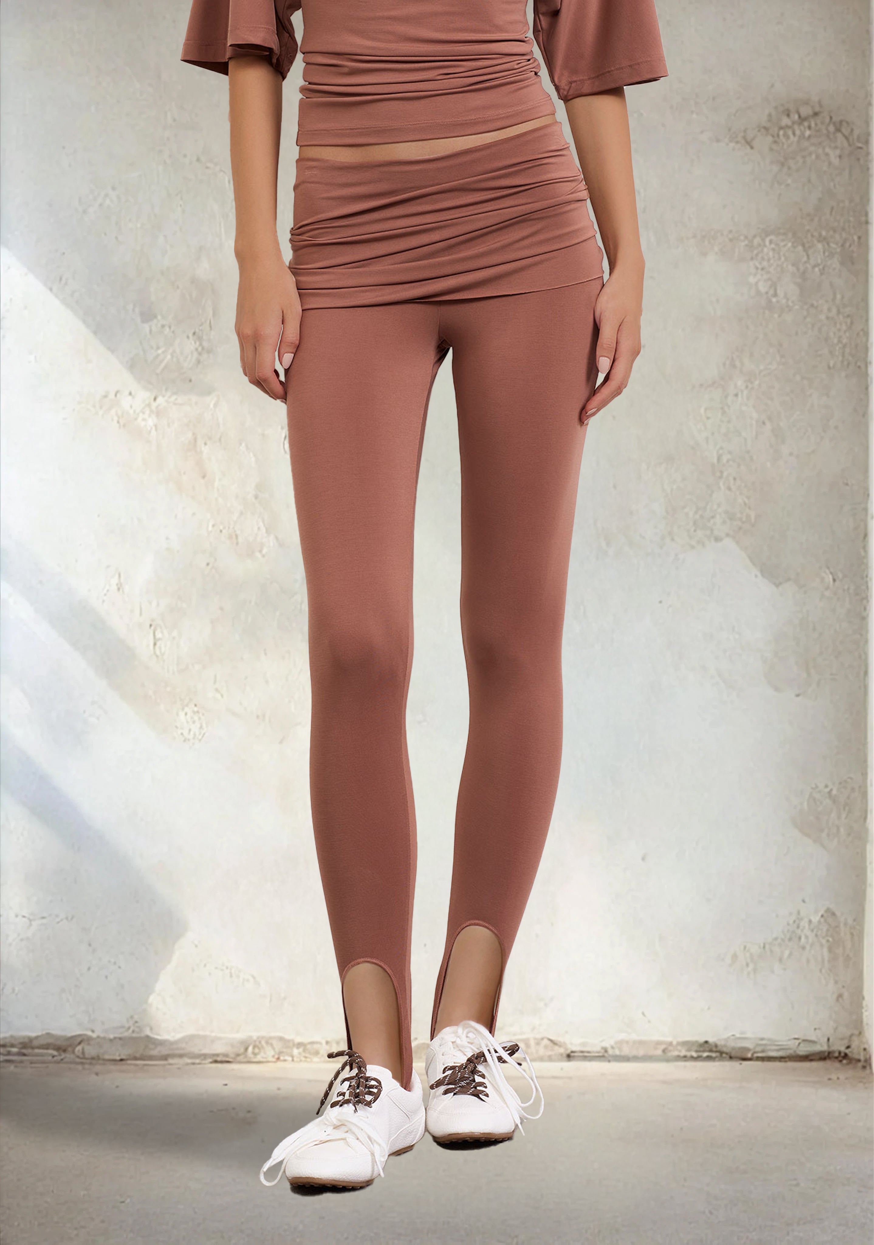 Image of Leggings Ghetta Donna F**K Light Brown W0611-LB