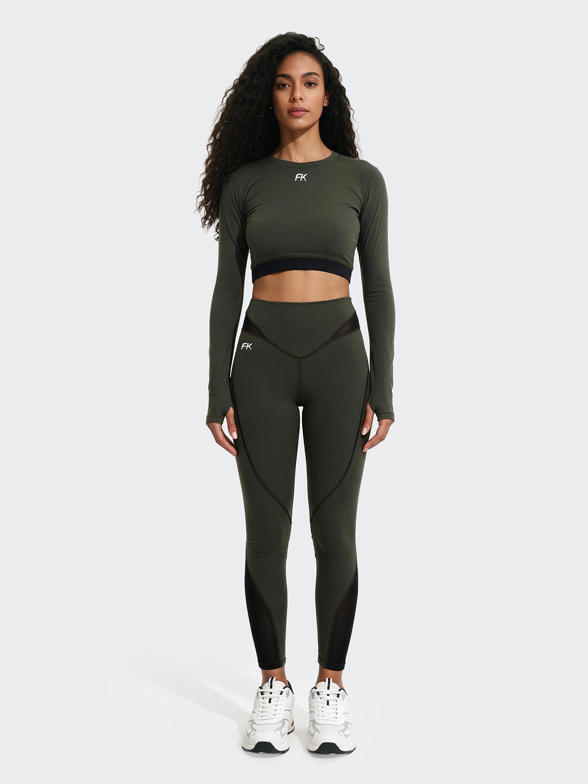 Crop Top Manica Lunga Donna F**K Verde MIlitare WW0208-MG