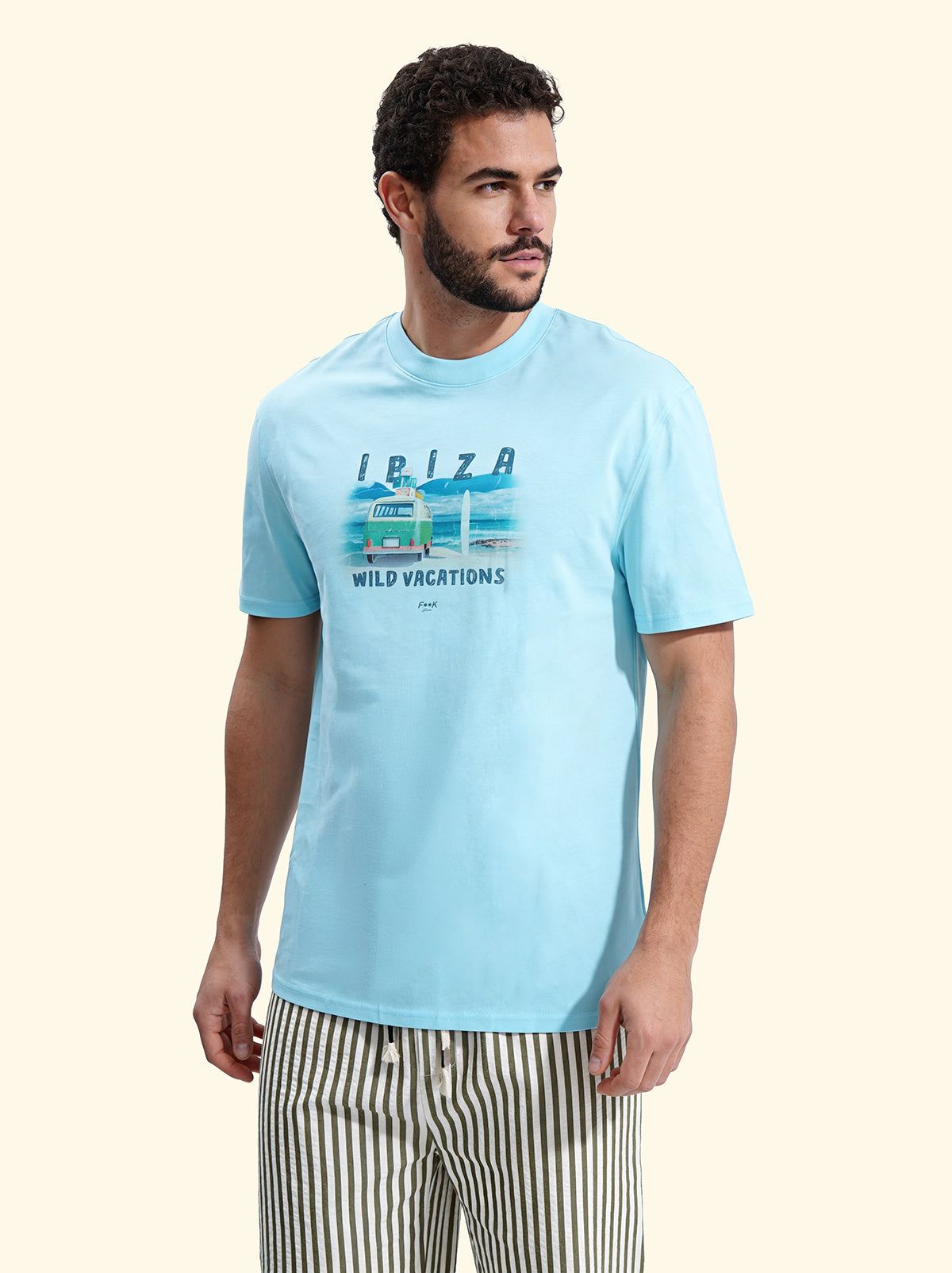 Camiseta de hombre F**K Celeste SM6008-CL