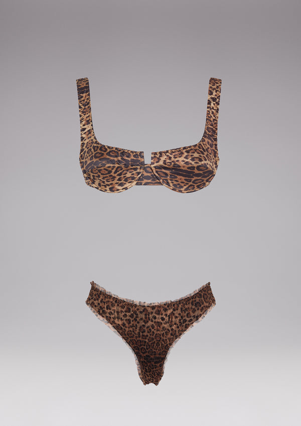 BIKINI WITH UNDERWIRING AND FIXED AMERICAN SPOTTED BOTTOM